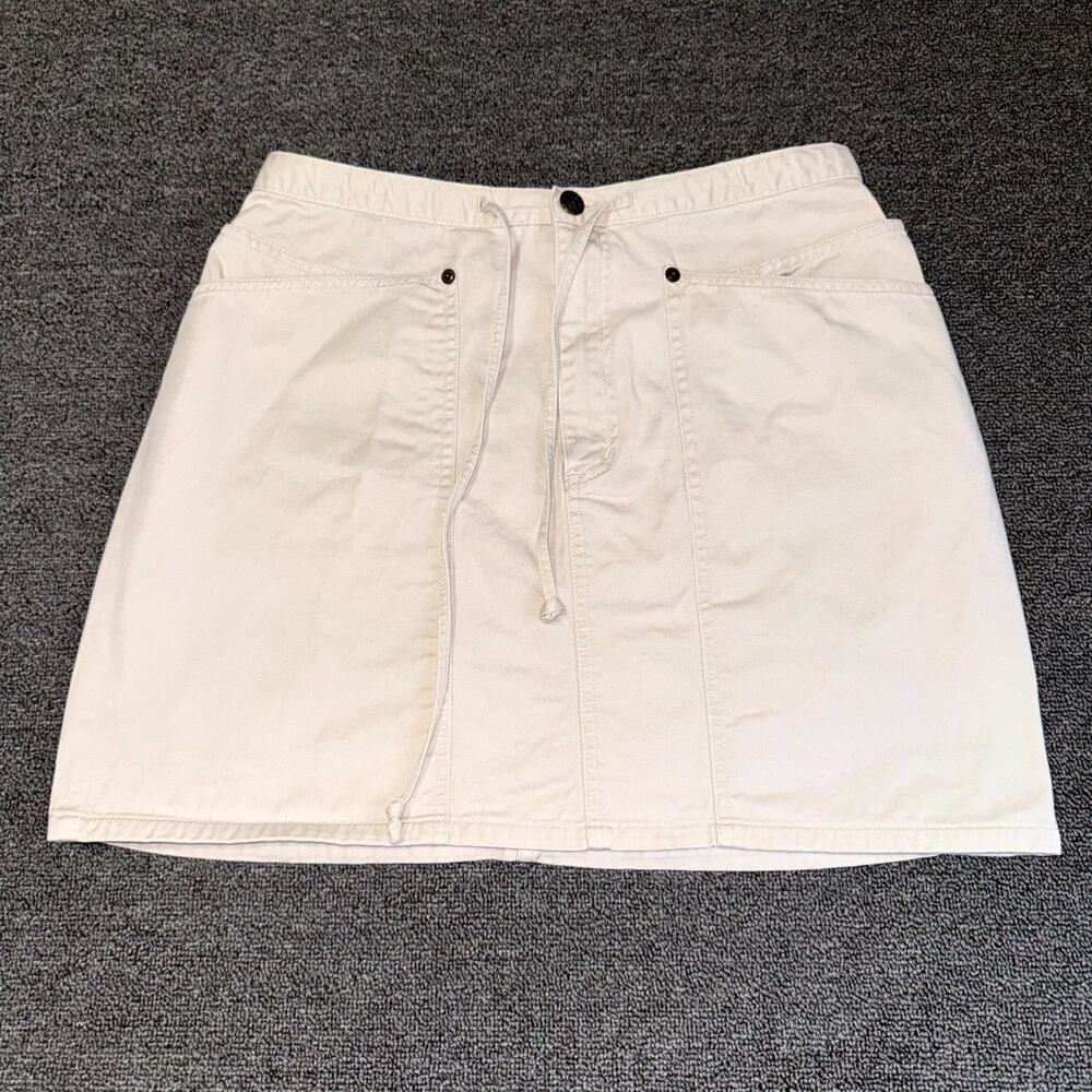 VTG Y2K Fashion Bug Skirt Women's Medium Beige Cotton Drawstring Casual Summer